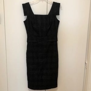 Club Monaco Black Sheath Dress with Silver Flecks NWT